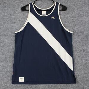 Tracksmith Tank Top Mens Large Van Cortlandt Singlet Navy Mesh Outdoor Running